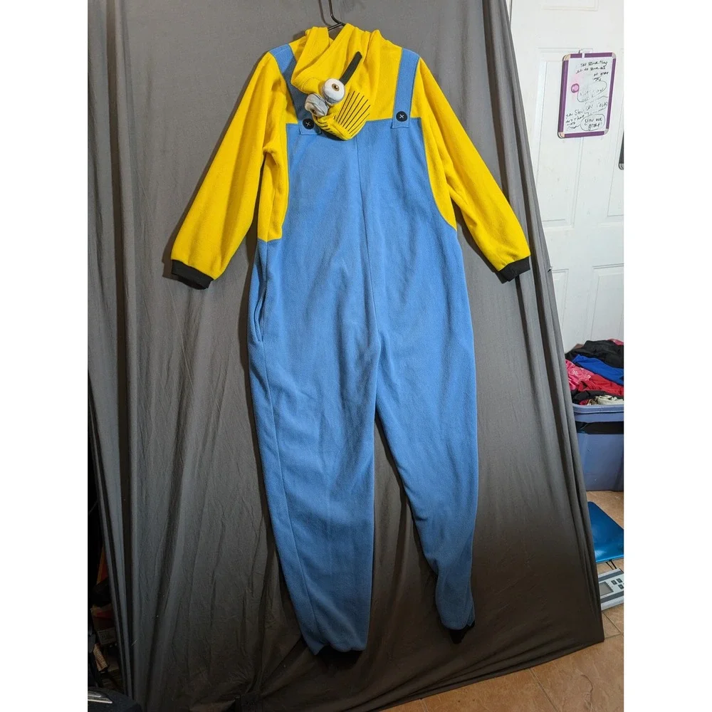 Despicable Me Minion One Piece‎ Pajamas Costume Fleece Jumpsuit M L
